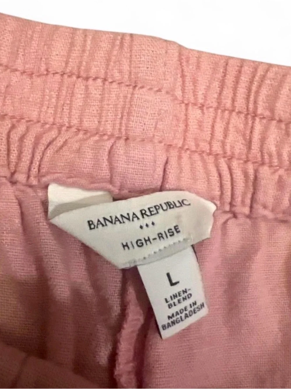 Banana Republic Pink Linen-Blend Women’s High-Waisted Bermuda Shorts Size L